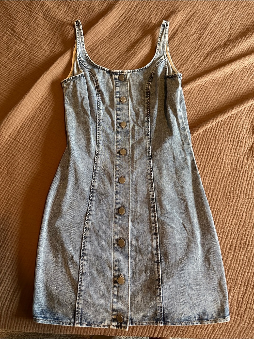 SHEIN Light Blue Denim Button-Front Mini Dress